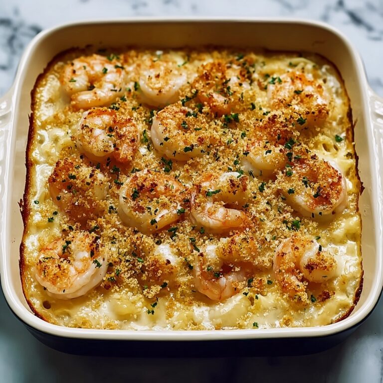 Creamy Shrimp and Rice Casserole with Cheddar and Crispy Breadcrumb Topping Recipe