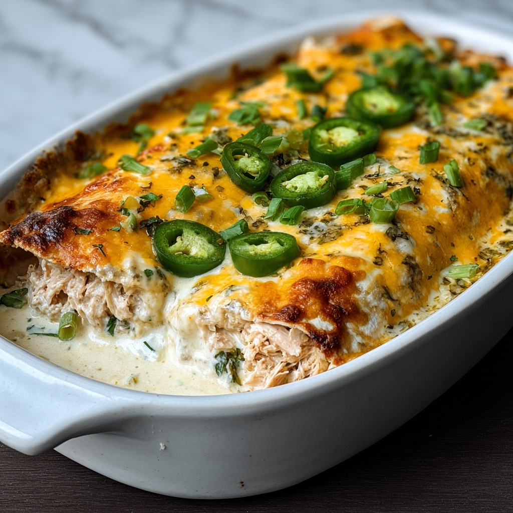 Jalapeño Popper Cheesy Chicken Enchiladas Recipe - Recipe Image