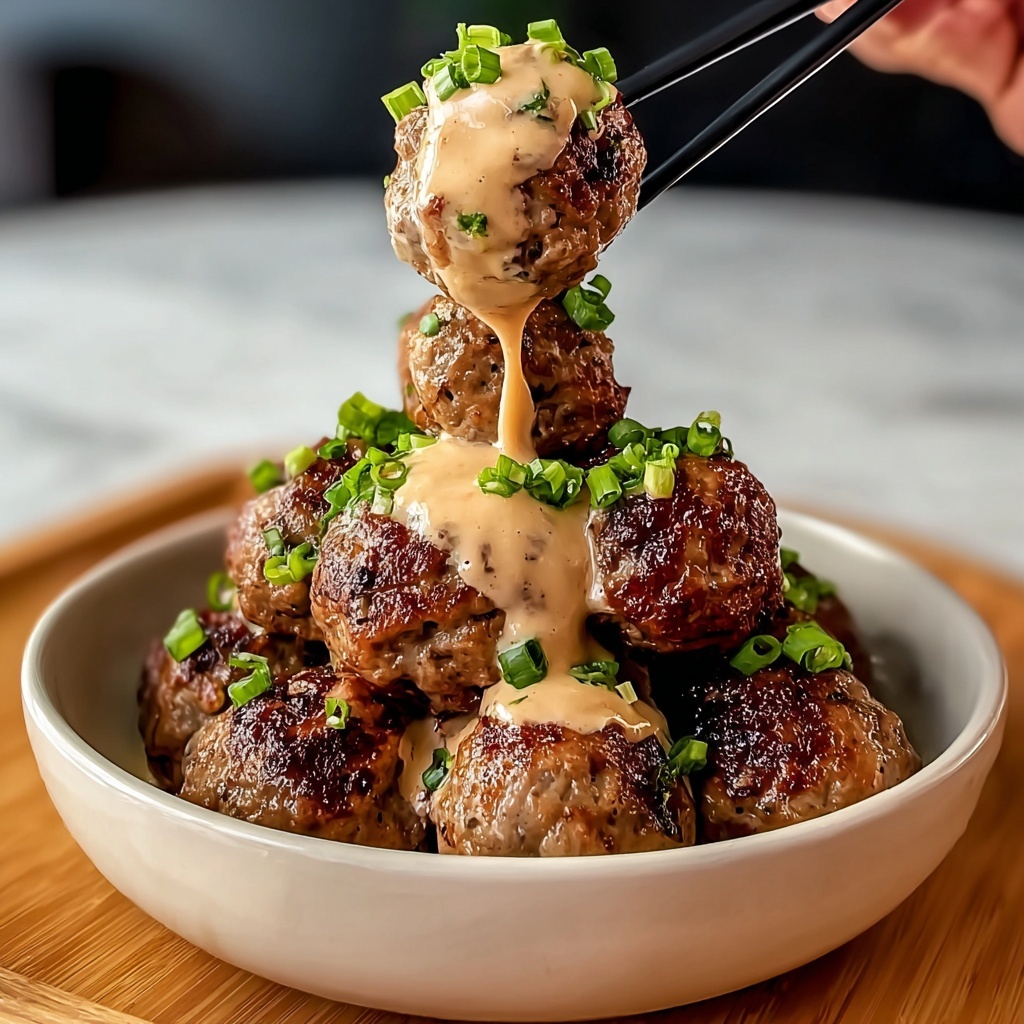 Korean BBQ Meatballs with Spicy Mayo Dip Recipe - Recipe Image