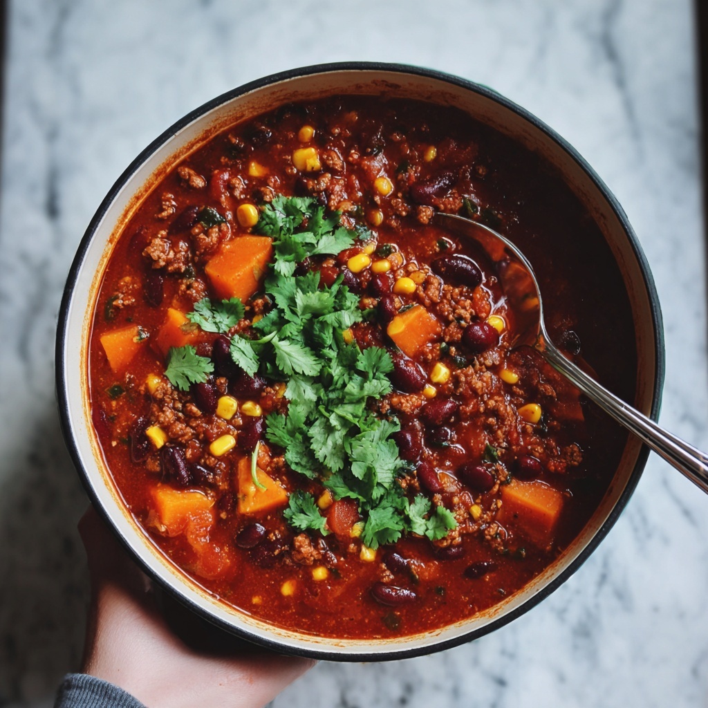 Easy Butternut Squash Chili with Turkey or Beef Recipe - Recipe Image