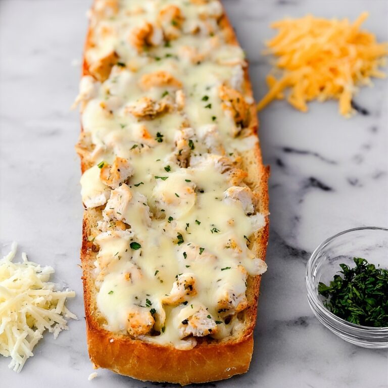 Creamy Chicken Alfredo Garlic Bread Recipe