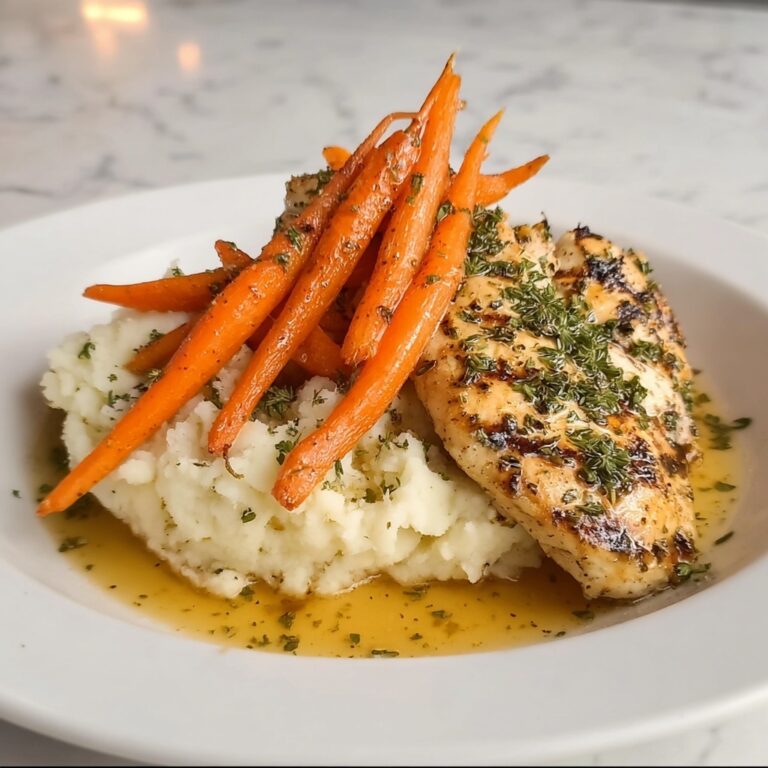 Garlic Herb Chicken with Mashed Potatoes and Glazed Carrots Recipe