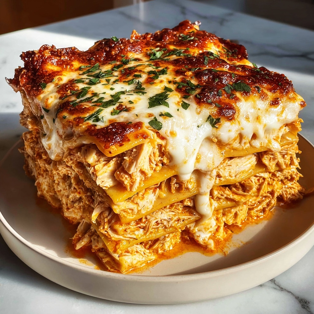 Cheesy Buffalo Chicken Lasagna with Ranch Drizzle Recipe - Recipe Image