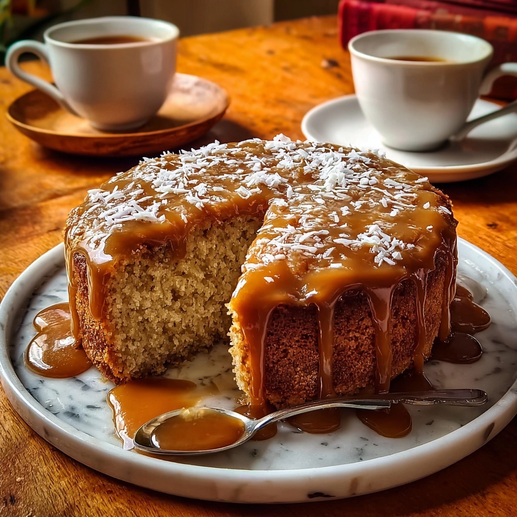 Sticky Coconut Date Pudding with Caramel Sauce Recipe - Recipe Image