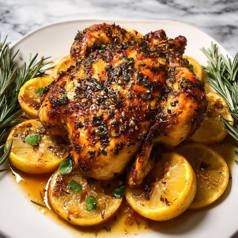 Lemon Chicken Roast with Fresh Herbs and Sliced Lemons Recipe