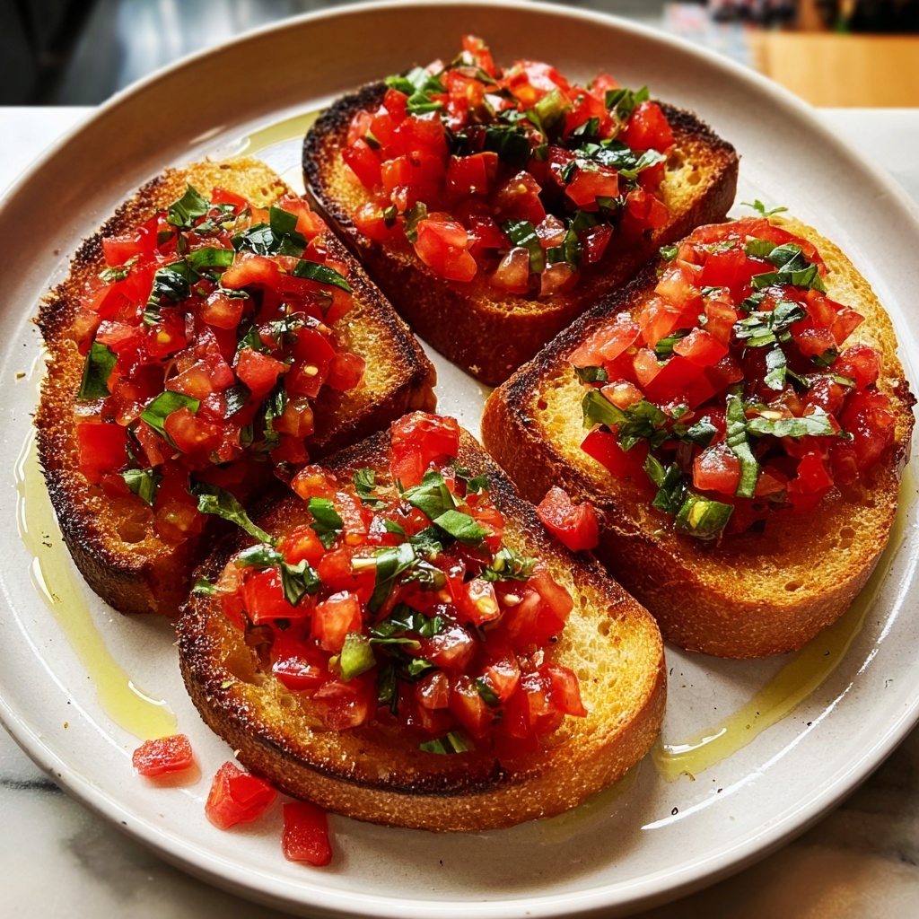 Bruschetta with Fresh Tomatoes, Basil, and Garlic Recipe - Recipe Image
