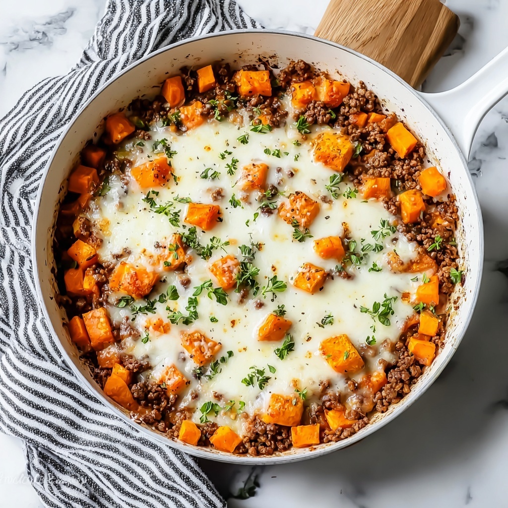 Cheesy Turkey and Sweet Potato Skillet Recipe - Recipe Image