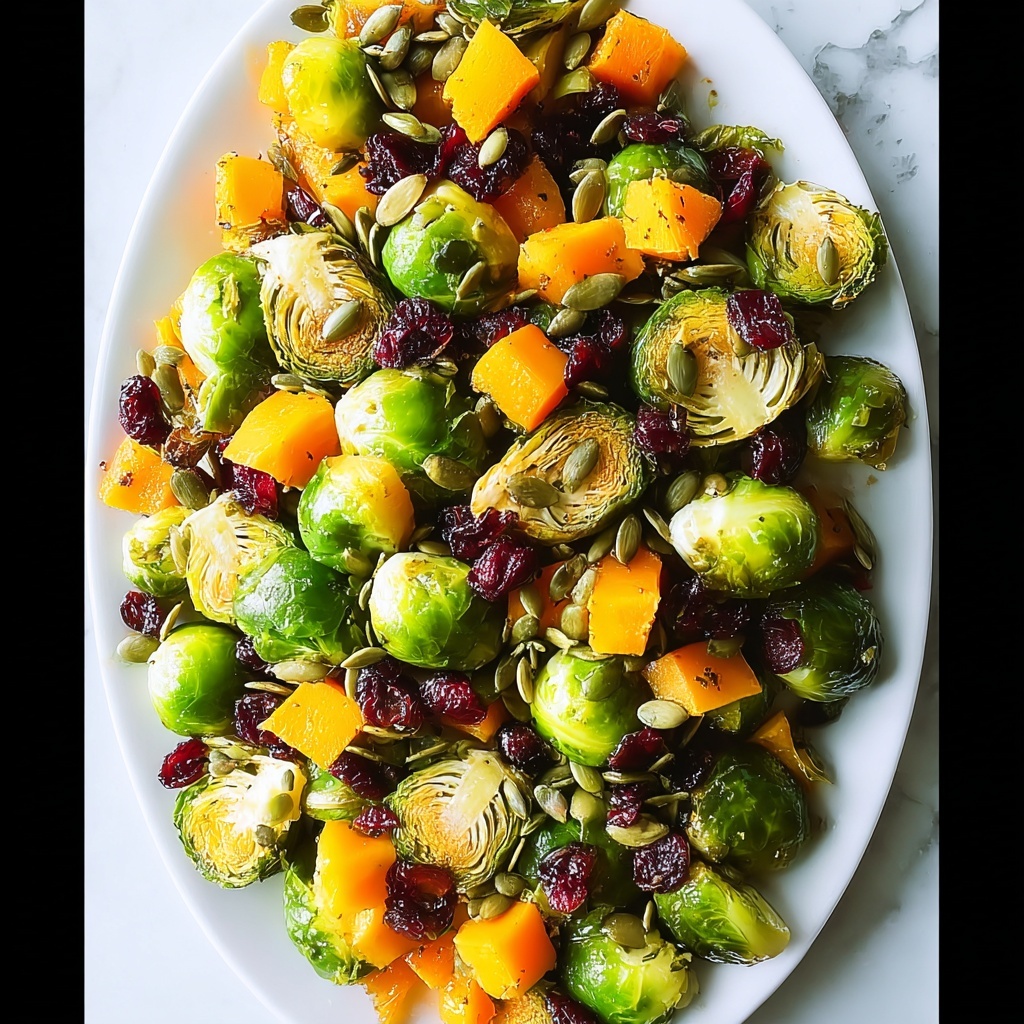 Roasted Brussels Sprouts Salad with Maple Butternut Squash, Pumpkin Seeds, and Cranberries Recipe - Recipe Image