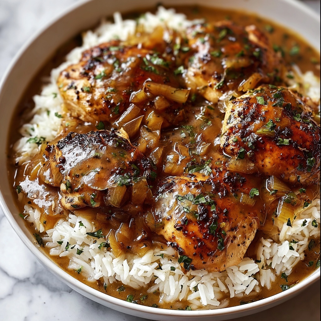 Smothered Chicken and Rice Recipe - Recipe Image