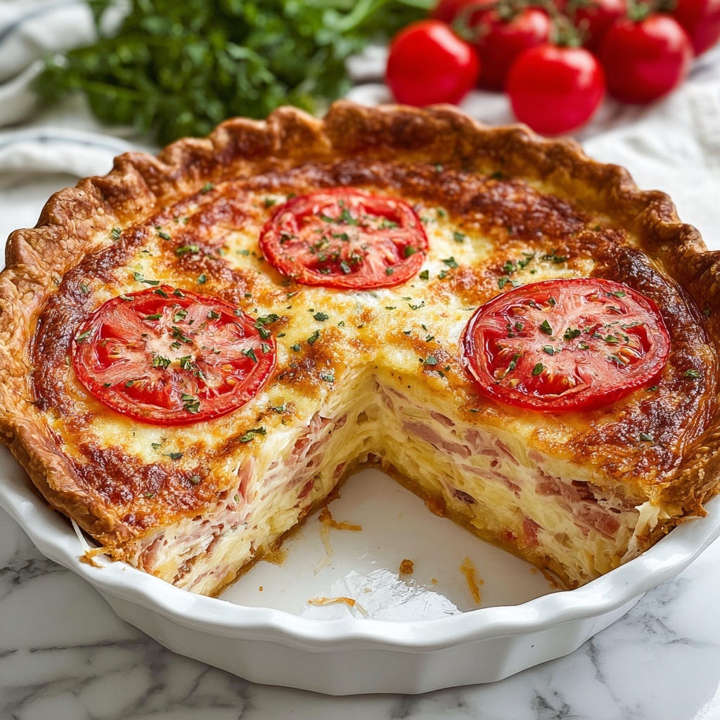 Creamy Tomato Pie with Cheddar and Parmesan Recipe - Recipe Image