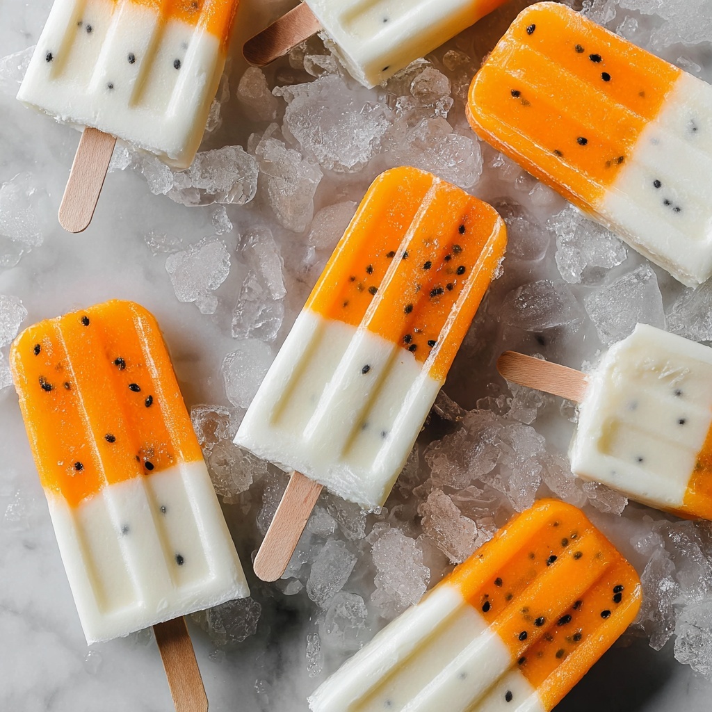 Tropical Passion Fruit Mango Coconut Popsicles Recipe - Recipe Image