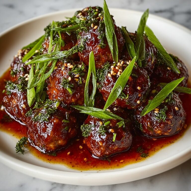 Savory Spicy Mongolian Glazed Meatballs with Scallions Recipe