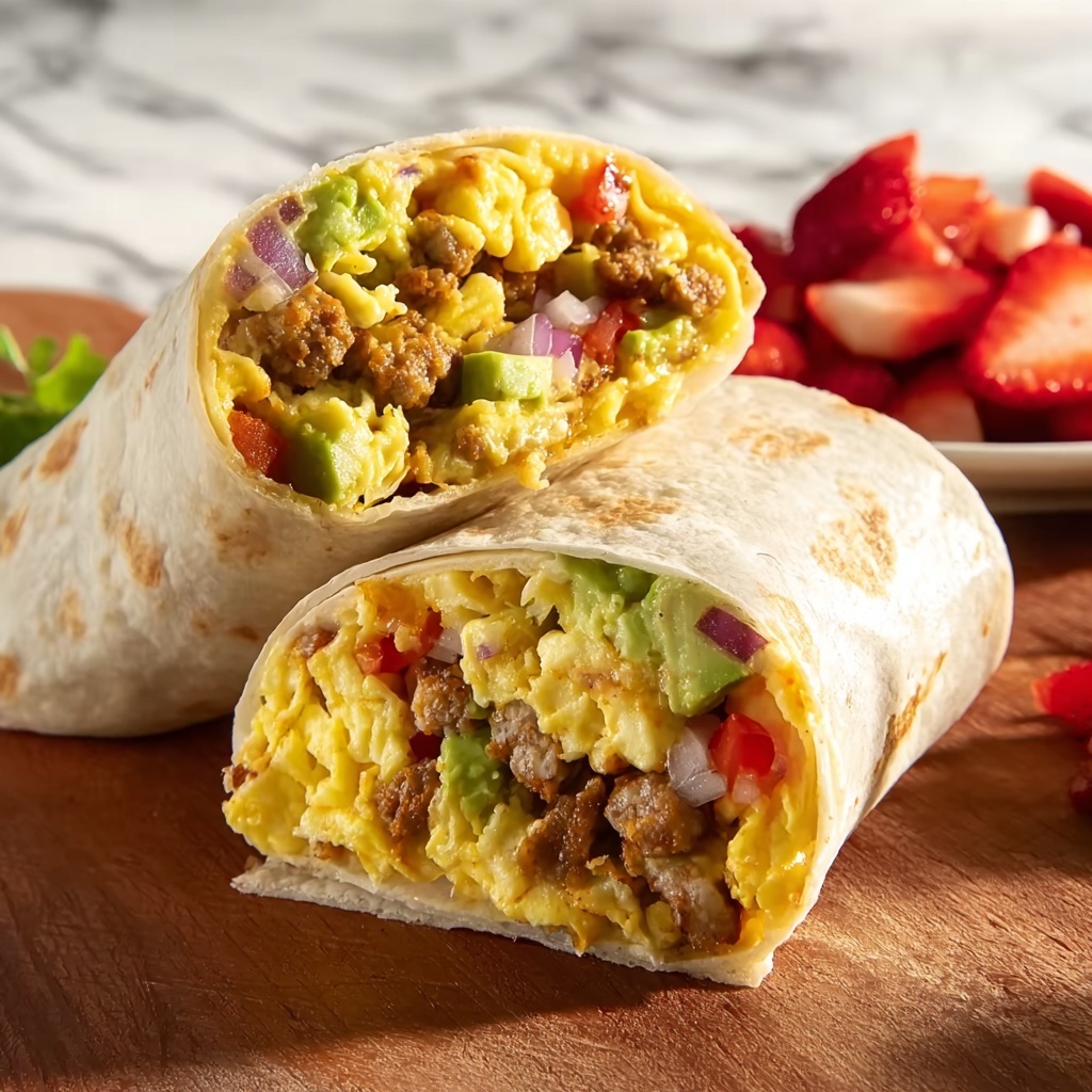 Easy Breakfast Burritos with Eggs, Sausage, and Cheese Recipe - Recipe Image