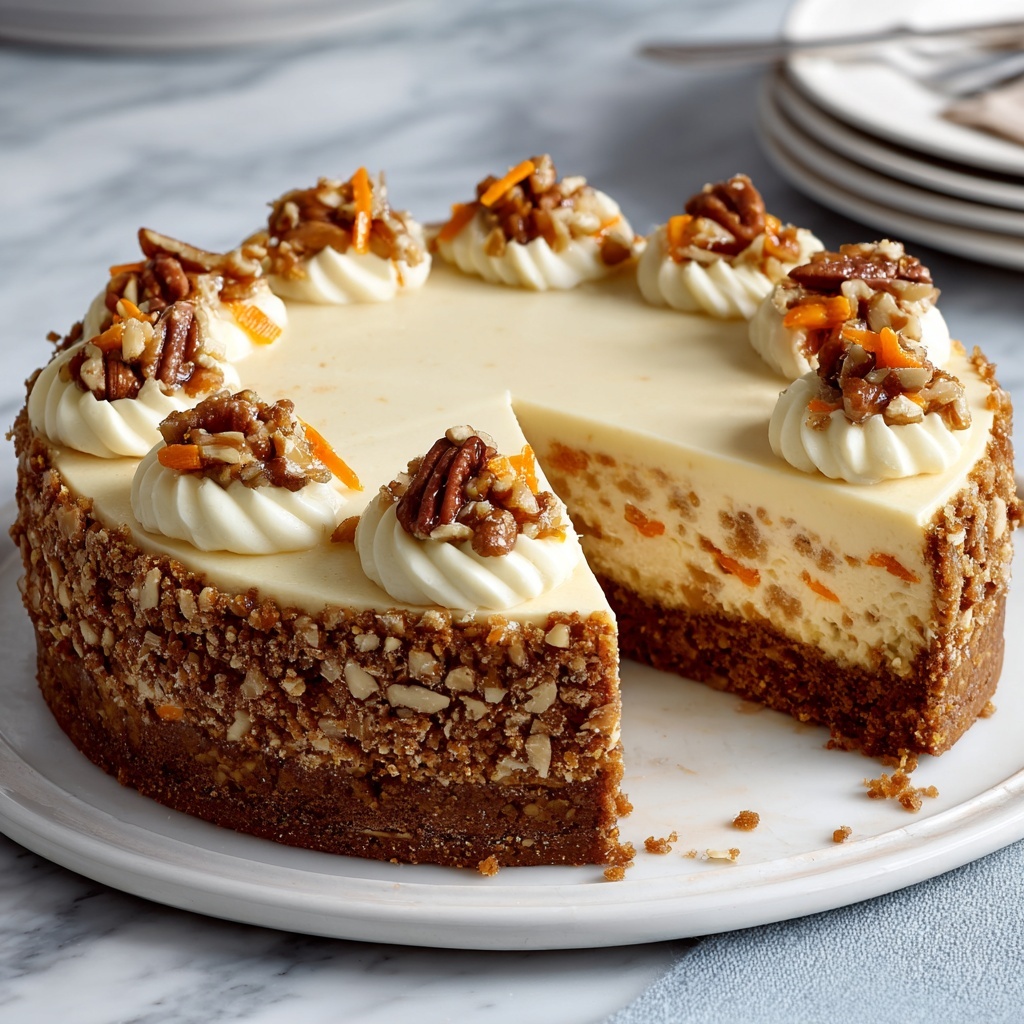 Carrot Cake Cheesecake with Creamy Topping Recipe - Recipe Image