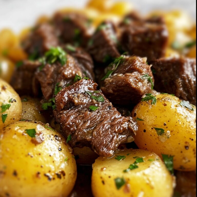 Slow Cooker Garlic Butter Beef Bites & Potatoes Recipe
