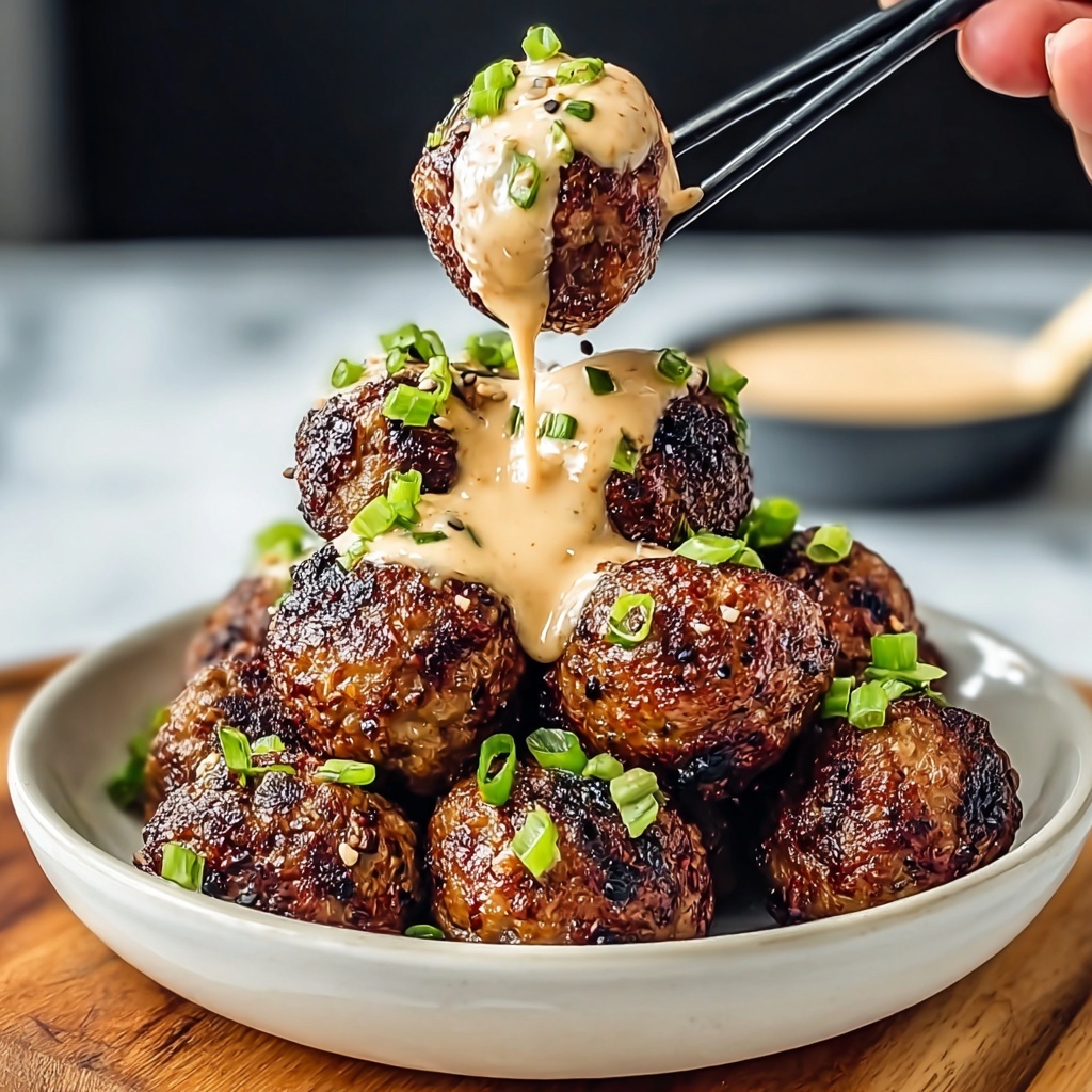 Korean BBQ Meatballs with Spicy Mayo Dip Recipe - Recipe Image