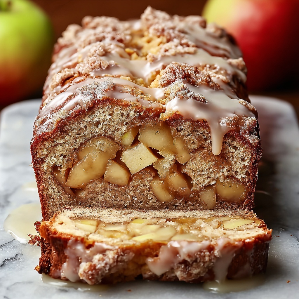 Apple Fritter Bread with Cinnamon and Glaze Recipe - Recipe Image