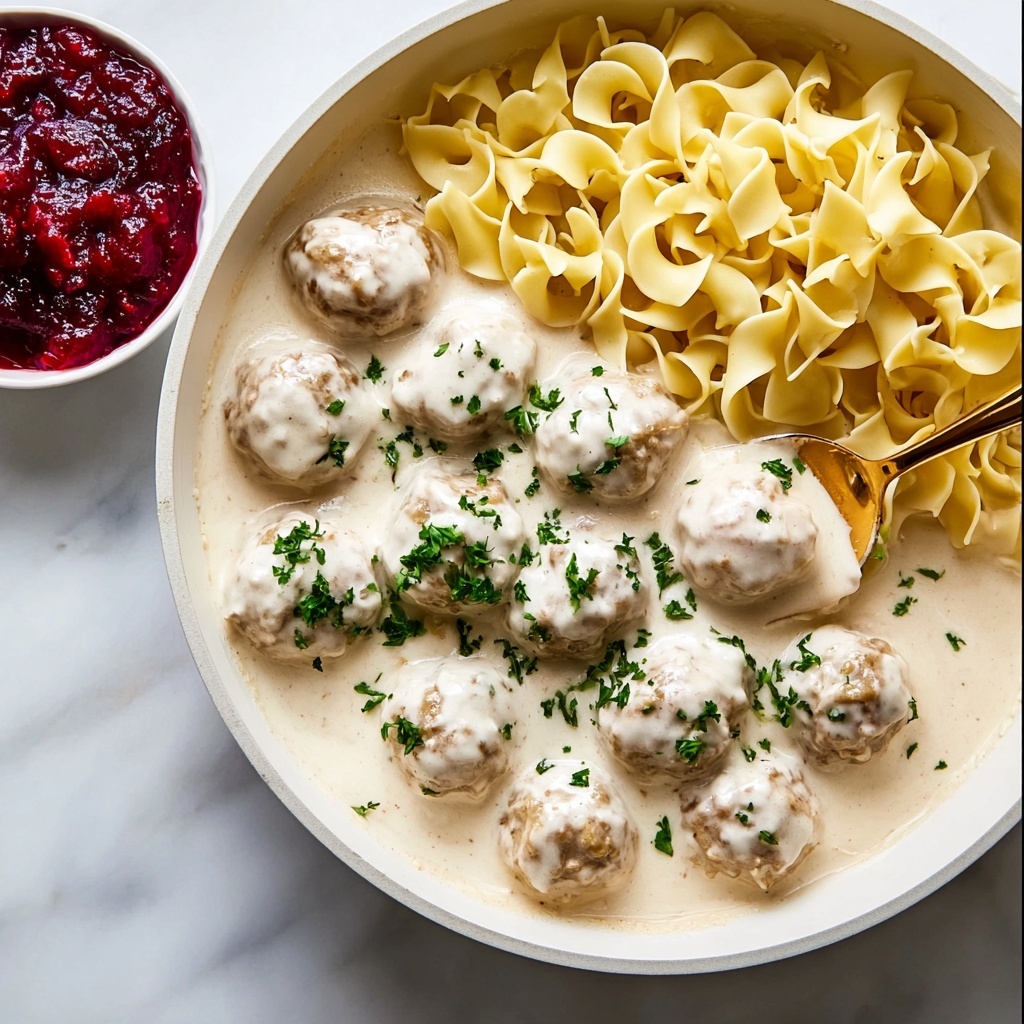 Swedish Meatballs with Creamy Gravy and Lingonberry Jam Recipe - Recipe Image