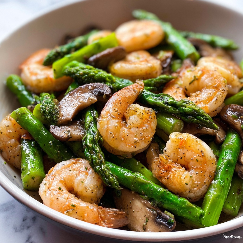Shrimp and Asparagus Stir-Fry with Mushrooms Recipe - Recipe Image
