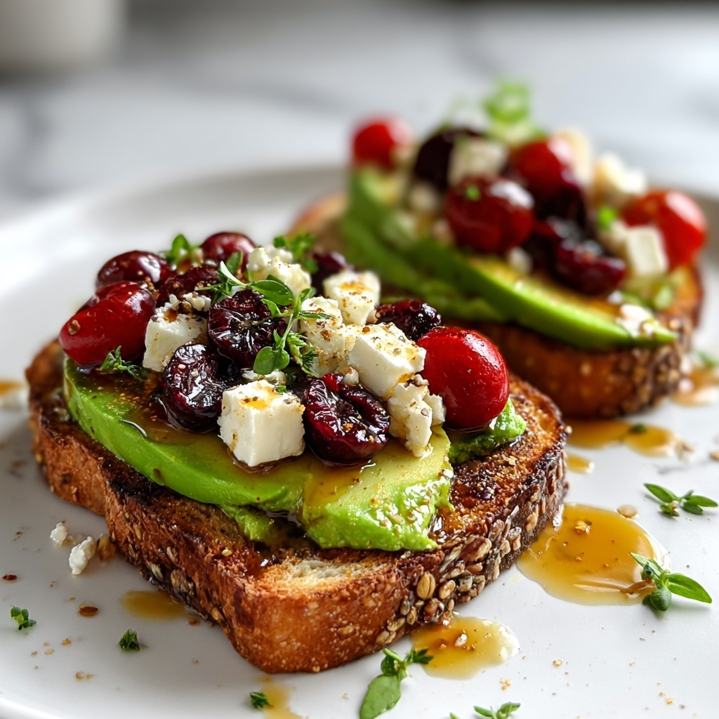 Avocado Feta Toast with Tomato, Cranberries & Olive Oil Recipe - Recipe Image