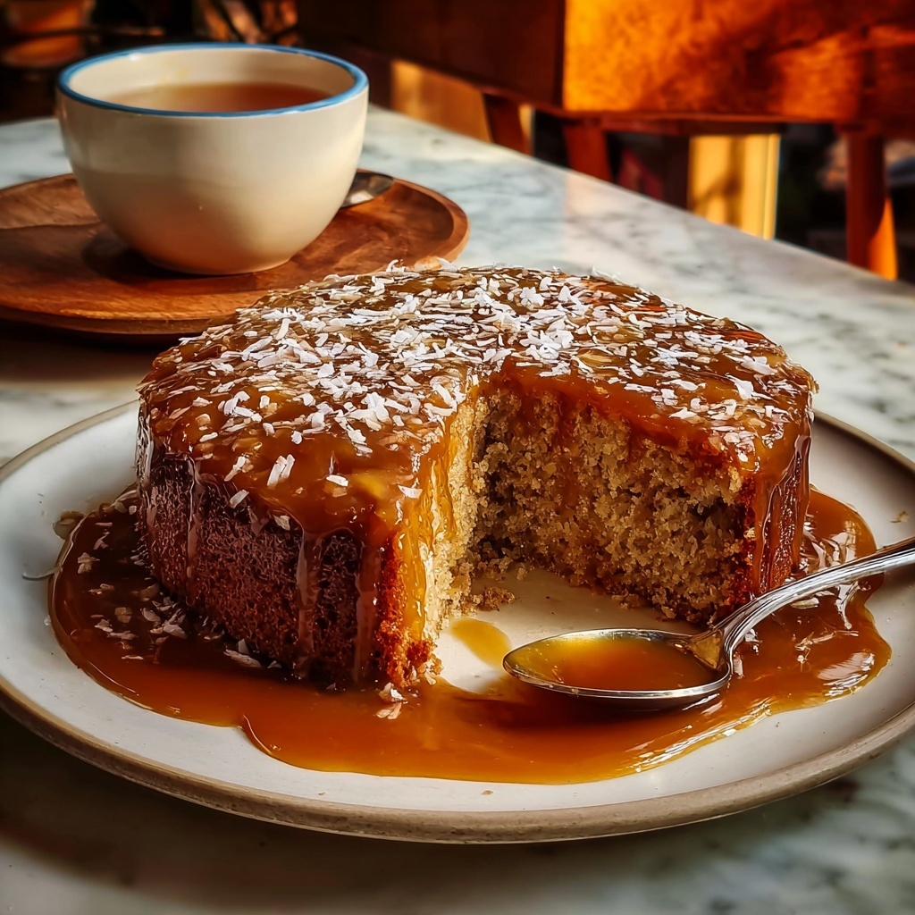 Sticky Coconut Date Pudding with Caramel Sauce Recipe - Recipe Image